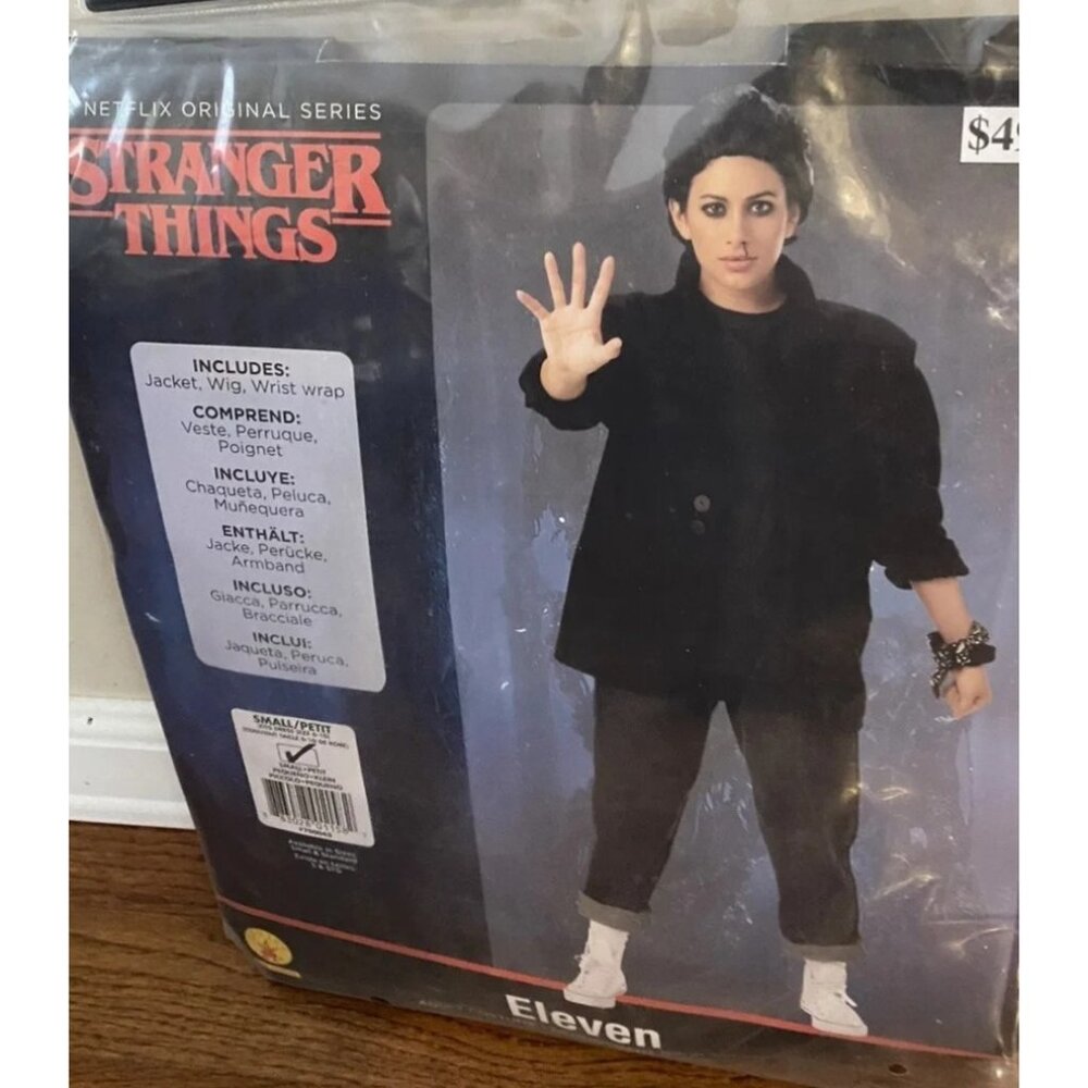 Rubie's Stranger Things Eleven Costume Adult Small Jacket Wig WristStrap Cosplay